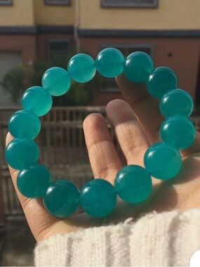 Natural Amazonite Crystal Round Beads Bracelet - 12 mm